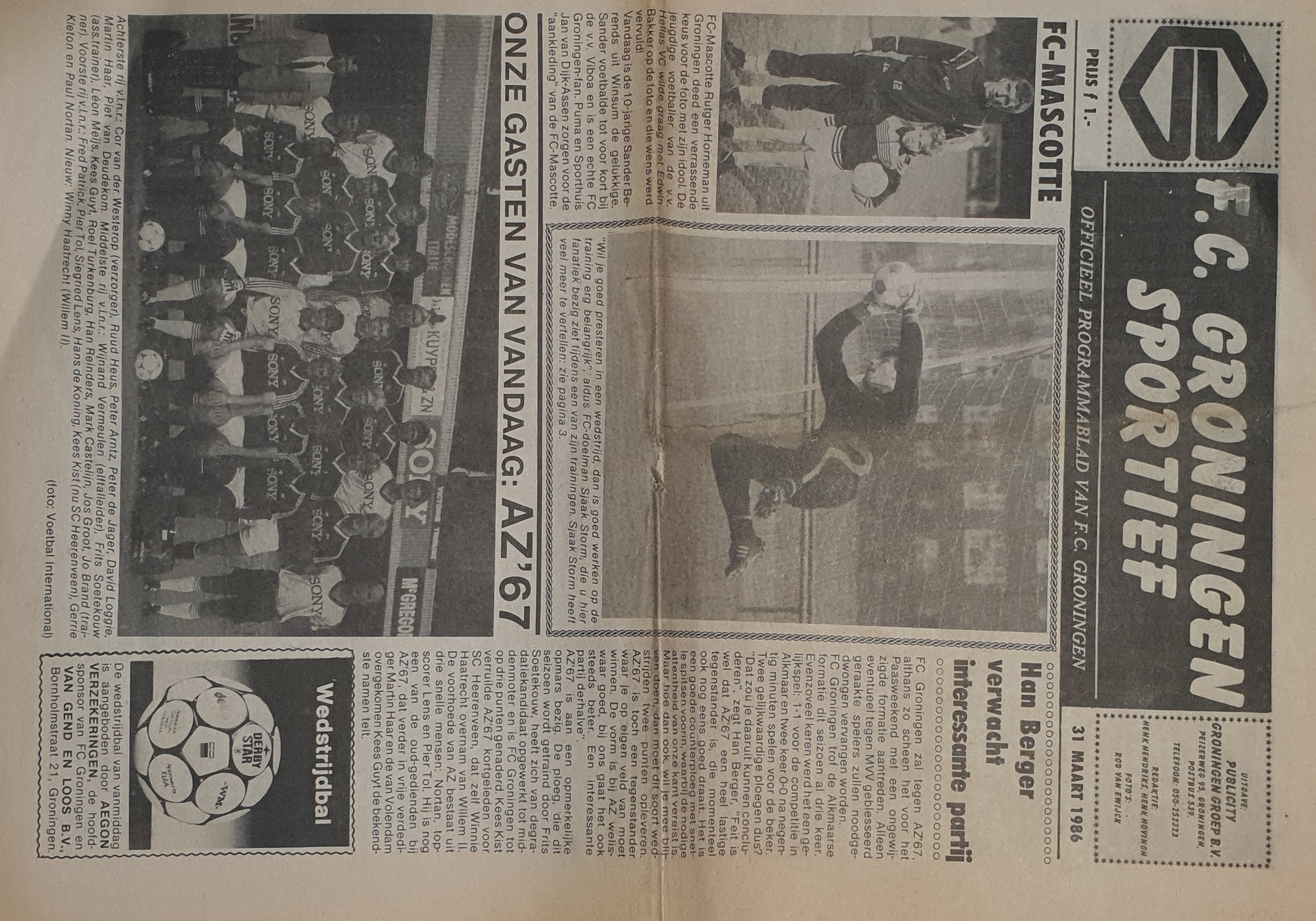 AZ Programma 31-maa-1986 Groningen uit